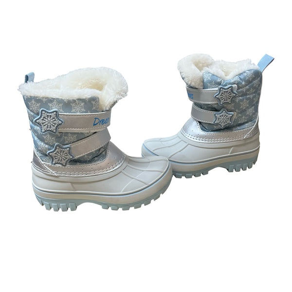 Dream Pairs Silver & Blue Snowflake Print Winter Boots - Size 10