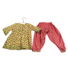 FabIndia Yellow Floral Top & Pink Print Pants Set - Size 18-24 Mo