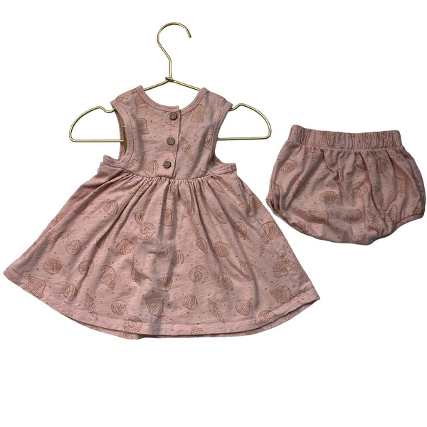 Rylee & Cru Pink Shell Print Dress & Bloomers - Size 6-12 Mo