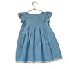 FabIndia Light Blue & Ivory Crochet Trim Short Sleeve Linen Dress - Size 2/3 - Bounce Mkt