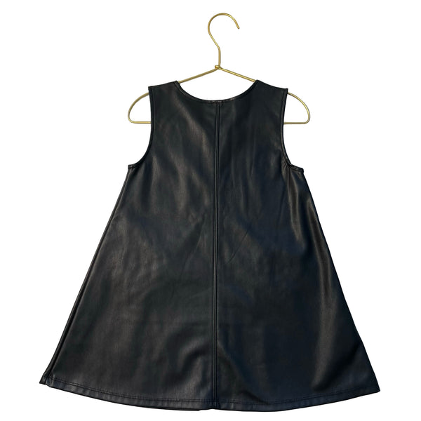 Mayoral Black Faux Leather Heart Accent Dress - Size 4