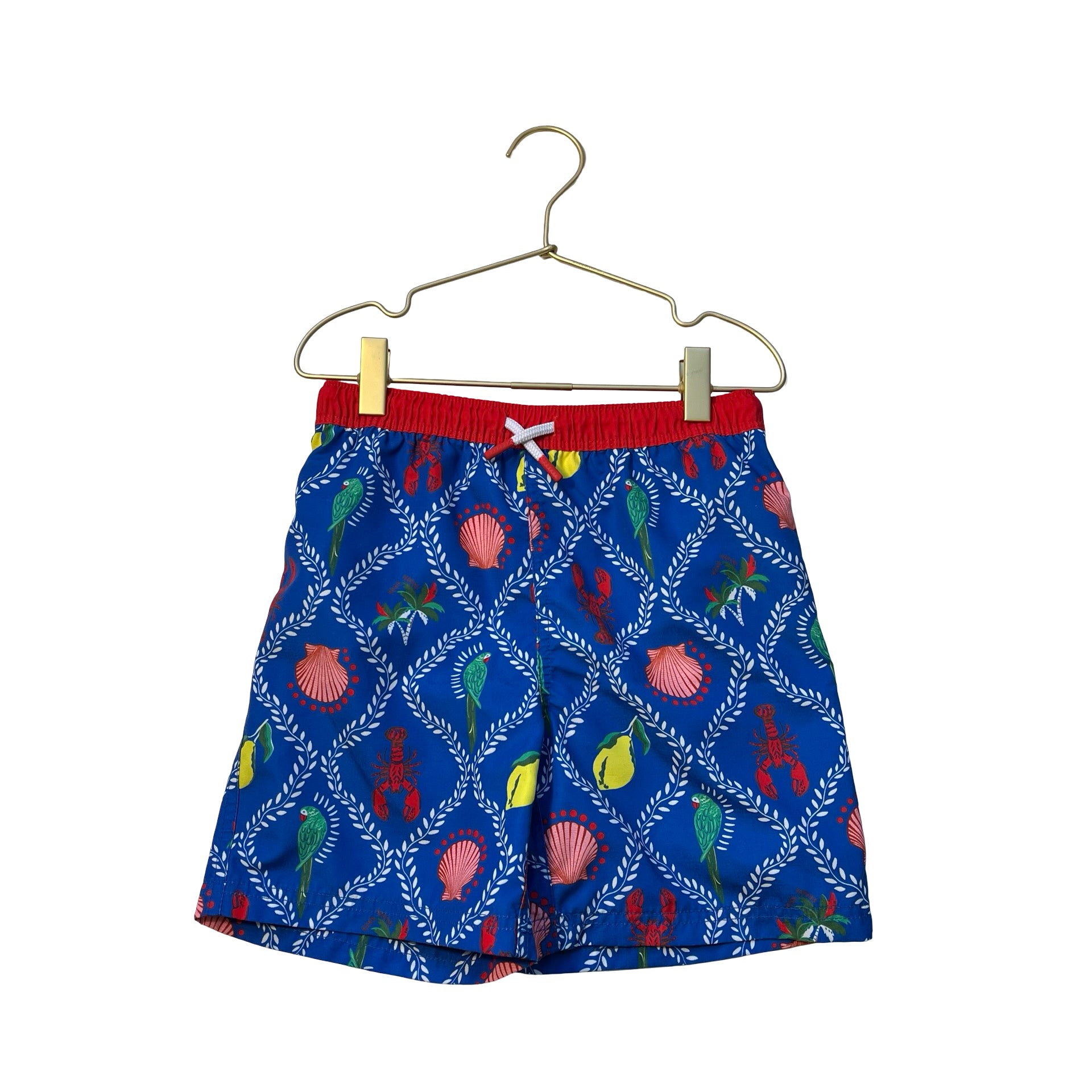 Mini Boden Blue Print Swim Shorts - Size 8-9Y