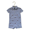 Ralph Lauren Blue Striped Embroidered Flag Polo Romper - Size 12 Mo