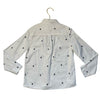 Mango Off-White & Navy Embroidered Christmas Tree Button Down Shirt - Size 8