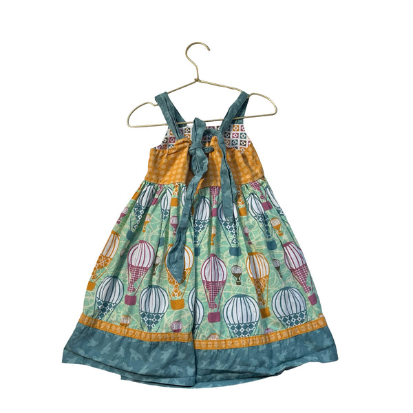 Jelly The Pug Teal & Multi-Color Hot Air Ballon Print Dress - Size 2T