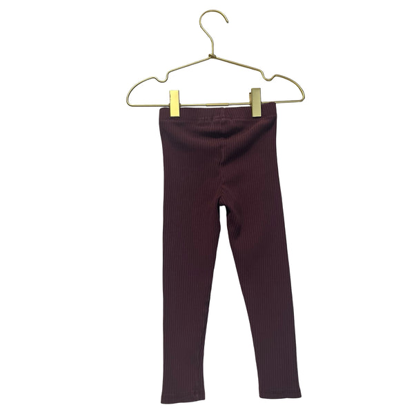 Zara Burgundy Ribbed Leggings - Size 3