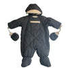 7 A.M. Enfant Fleece-Lined Dark Gray Quilted Baby Bunting & Mittens - 3-6 Mo