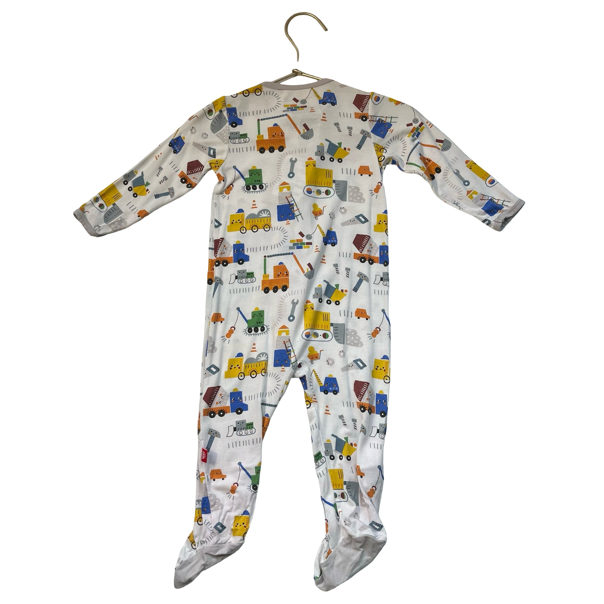 Magnetic Me Construction Print Footed PJs  - Size 6-9 Mo