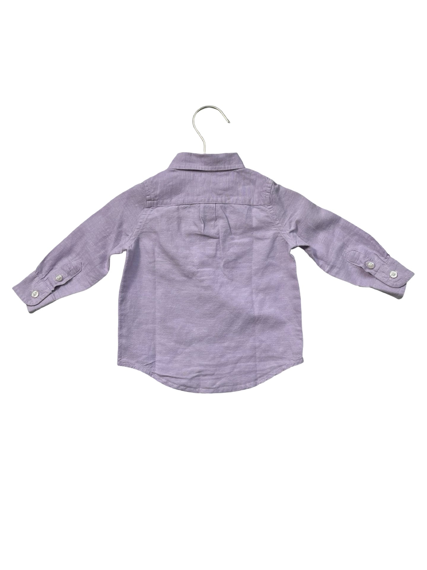 Janie and Jack Lavender Cotton-Linen Button Down Shirt - Size 6-12 Mo