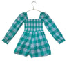 Janie and Jack Green & White Check Smocked Romper - Size 4