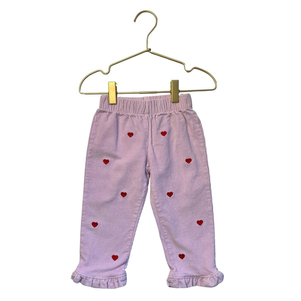 Beaufort Bonnet Pink Embroidered Heart Corduroy Pants - Size 18-24 Mo
