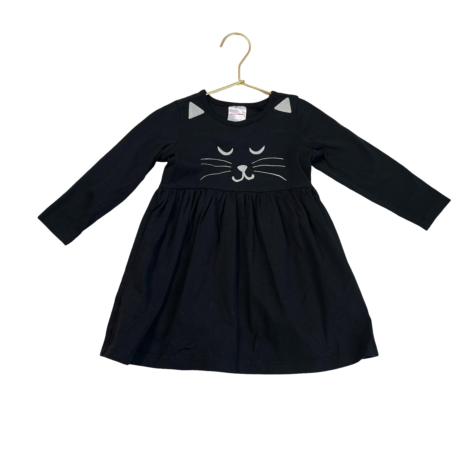 Hanna Andersson Black & Silver Glitter Cat Dress - Size 2T