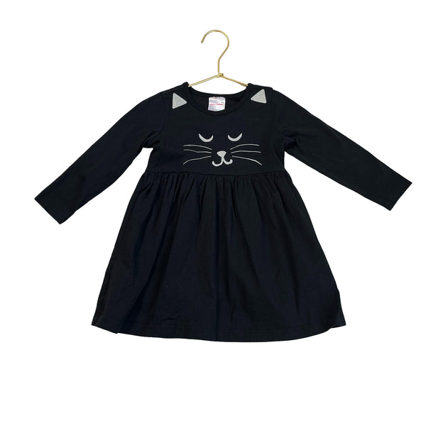 Hanna Andersson Black & Silver Glitter Cat Dress - Size 2T