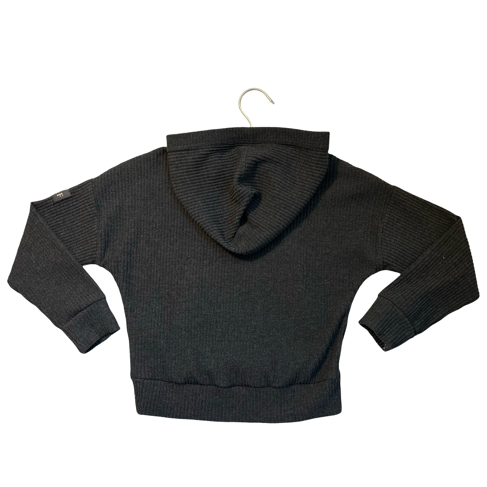 Abercrombie Kids Dark Gray Ribbed Hooded Pullover - Size 7-8