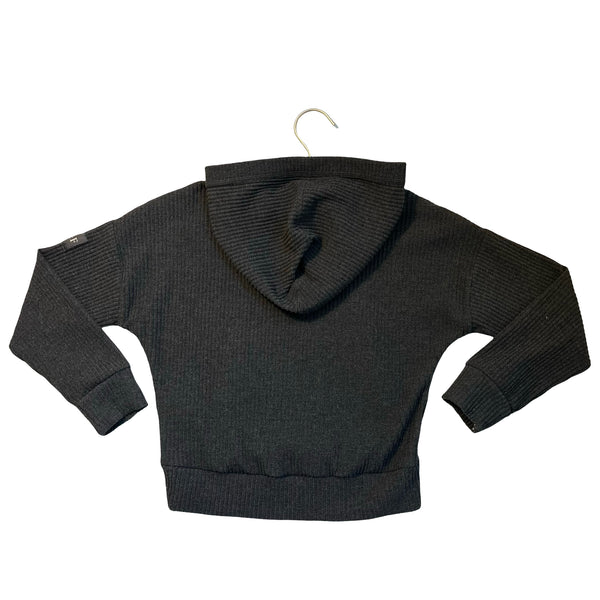 Abercrombie Kids Dark Gray Ribbed Hooded Pullover - Size 7-8