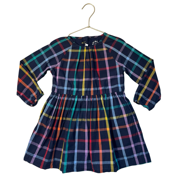 Primary Navy & Multi-Color Windowpane Check Dress - Size 4