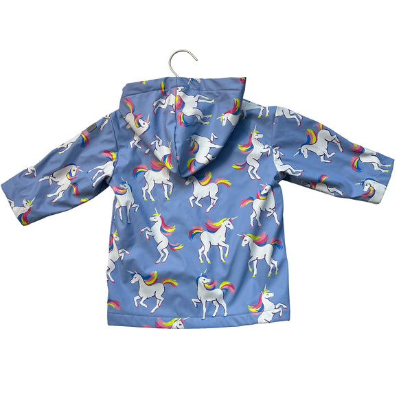 Hatley Terry-Lined Lavender Unicorn Rain Jacket - Size 2