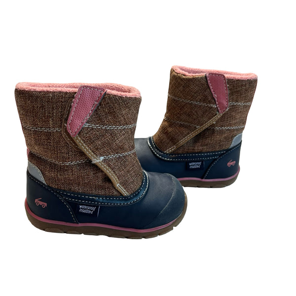See Kai Run Navy, Tan, Pink Winter Boots - Size 7