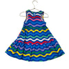 Mini Boden Blue & Rainbow Wavy Striped Dress - Size 4-5
