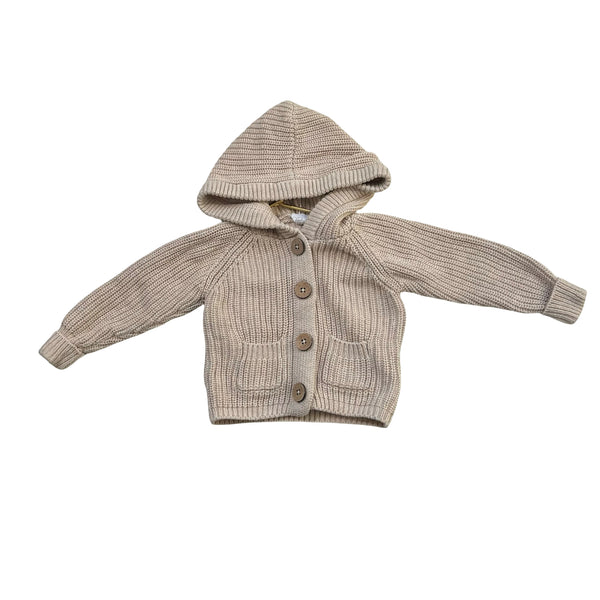 Jamie Kay Tan Cotton Hooded Cardigan Sweater - Size 3-6 Mo
