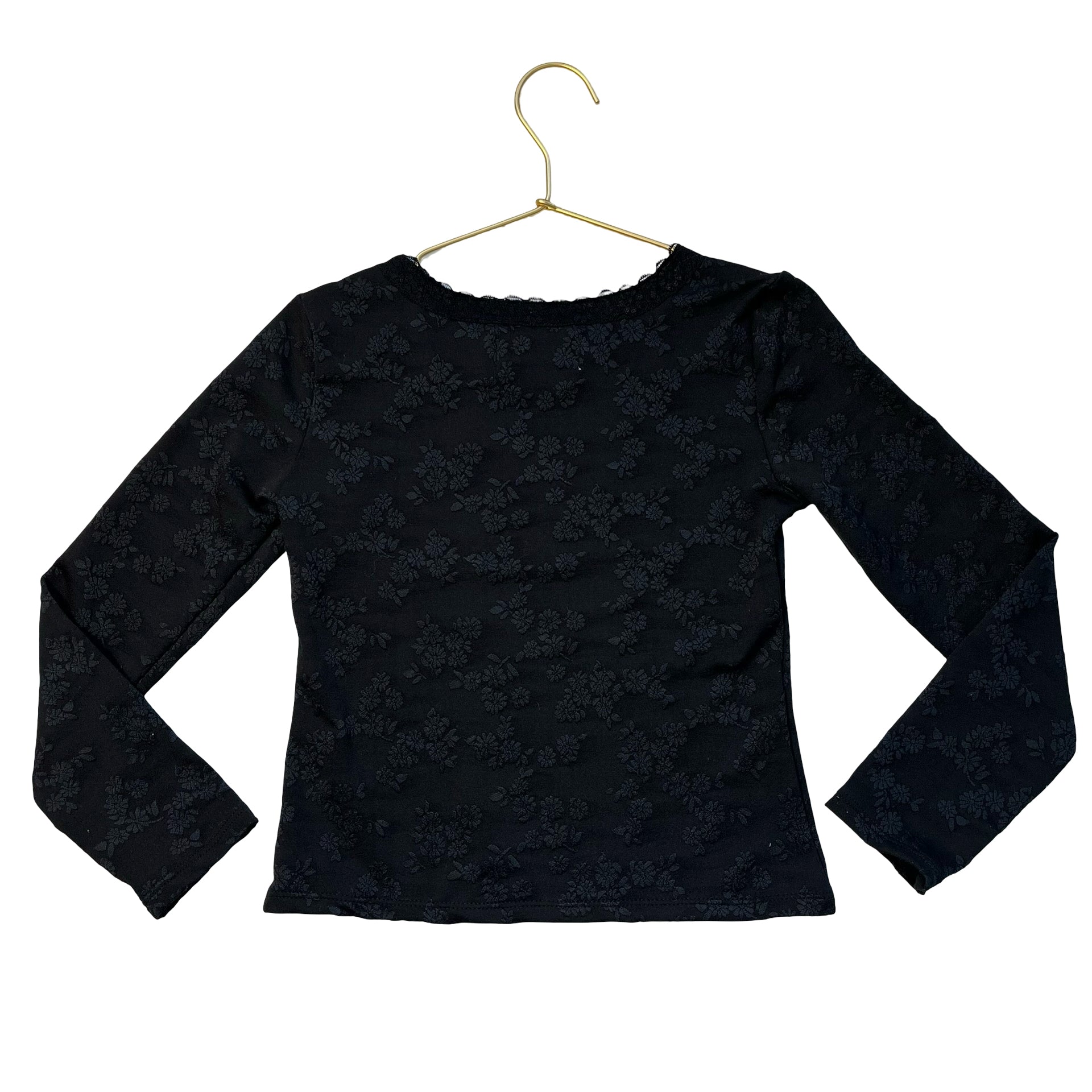 Old Navy Black Floral Lace Trim Top - Size M 8