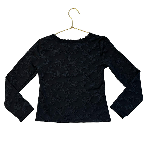 Old Navy Black Floral Lace Trim Top - Size M 8