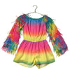 MIA New York Rainbow Ombre Fringe Sleeve Romper - Size M 10