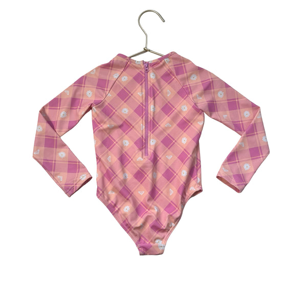 Roxy Peach & Purple Plaid Swim Suit - Size 4