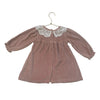 Zara Dusty Pink Velour Dress, Lace Collar - Size 9-12 Mo