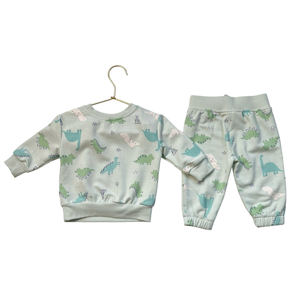 Baby Gap Mint Green Dino Print Joggers & Sweatshirt Set - Size 3-6 Mo
