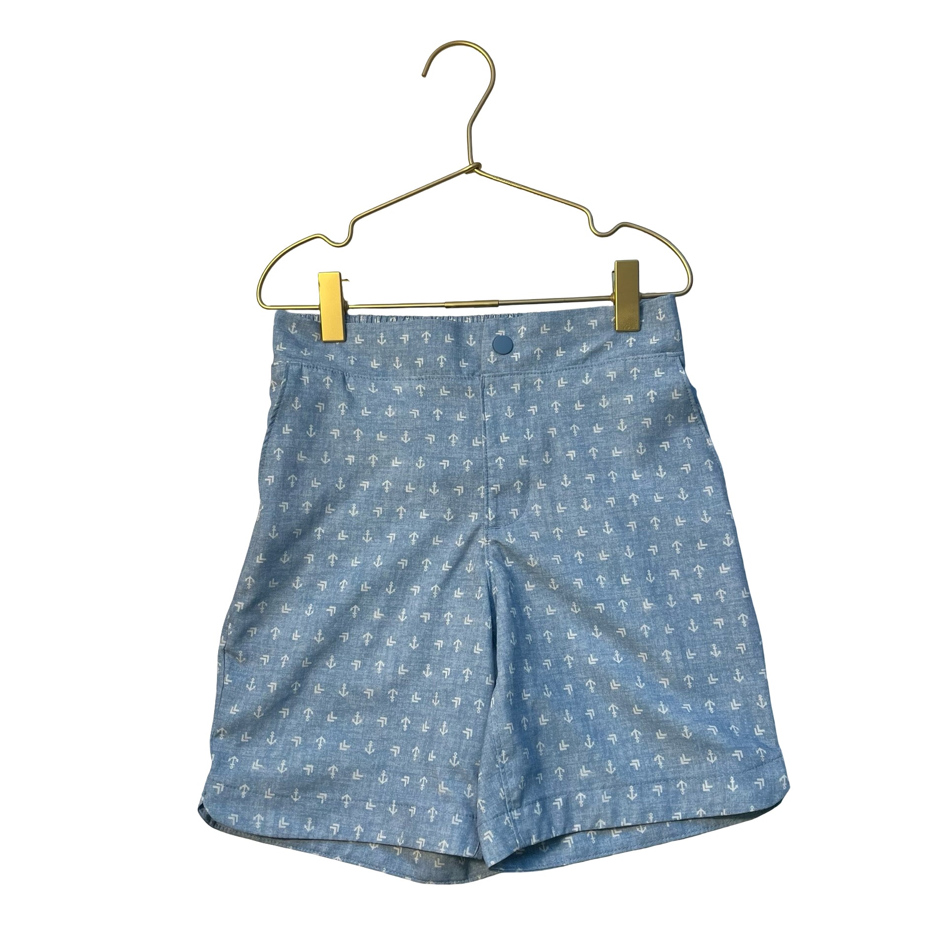 Lands' End Light Blue Anchor Print Hybrid Swim Shorts - Size M 8