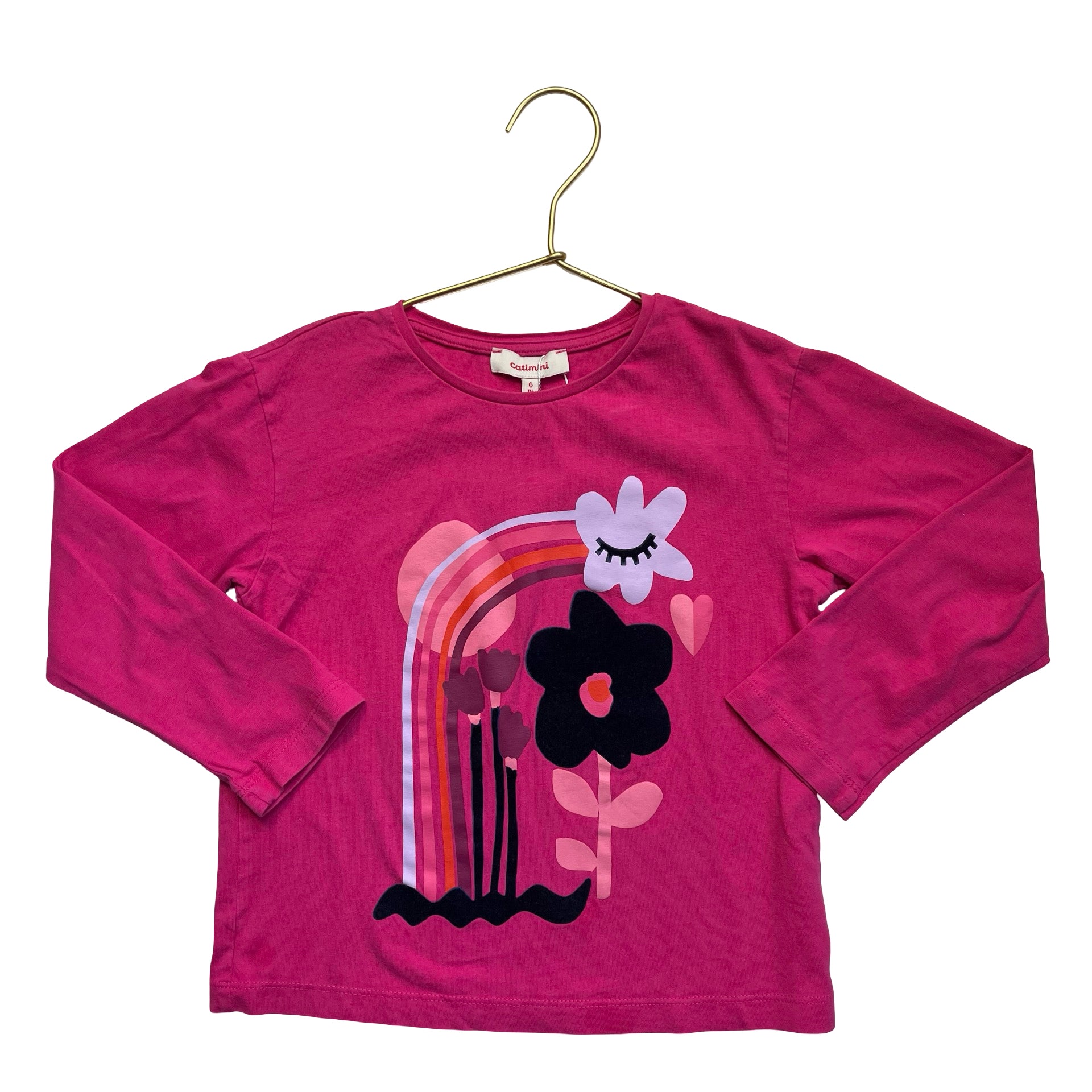 Catimini Pink Flower & Rainbow Graphic Shirt - Size 6