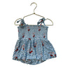 Oh My Jammers Blue Check & Red Cherry Print Bubble Romper - Size 2T