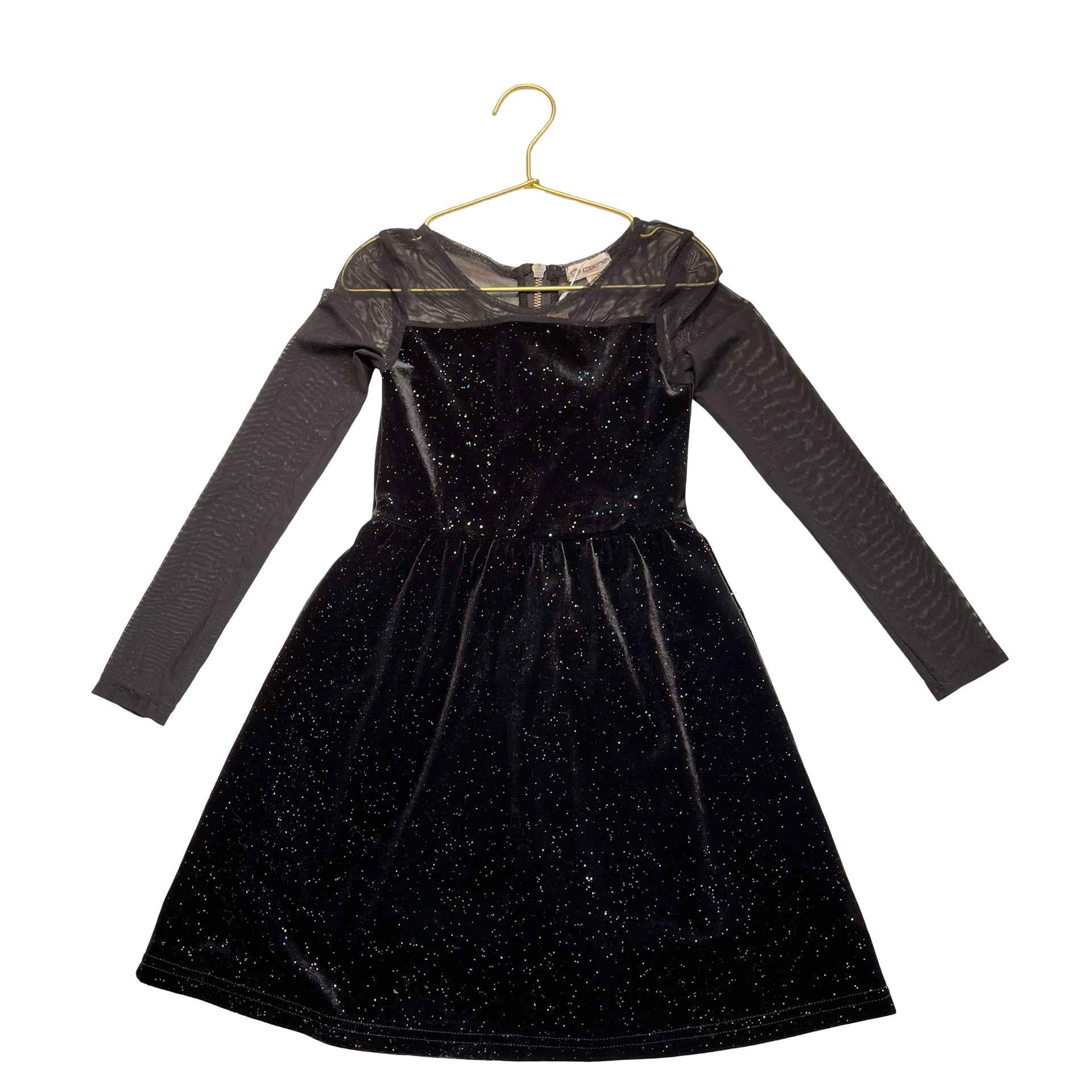 Appaman Black Sparkle Velvet & Sheer Dress - Size 7