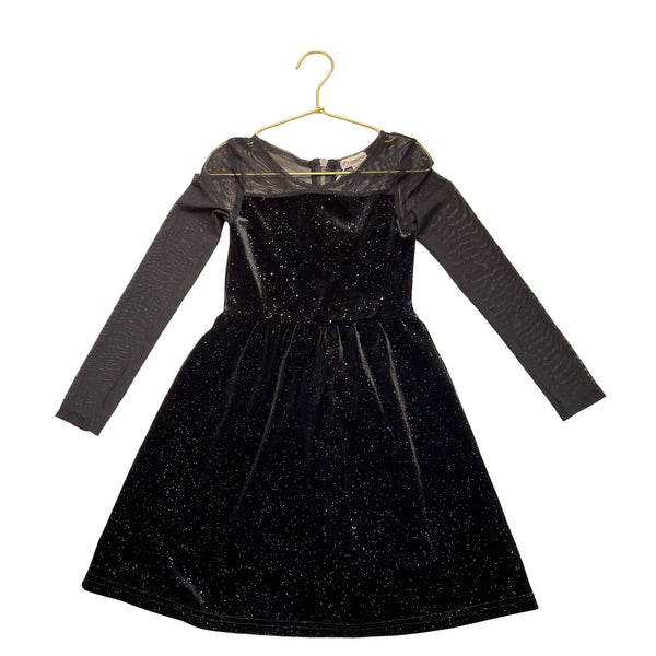 Appaman Black Sparkle Velvet & Sheer Dress - Size 7