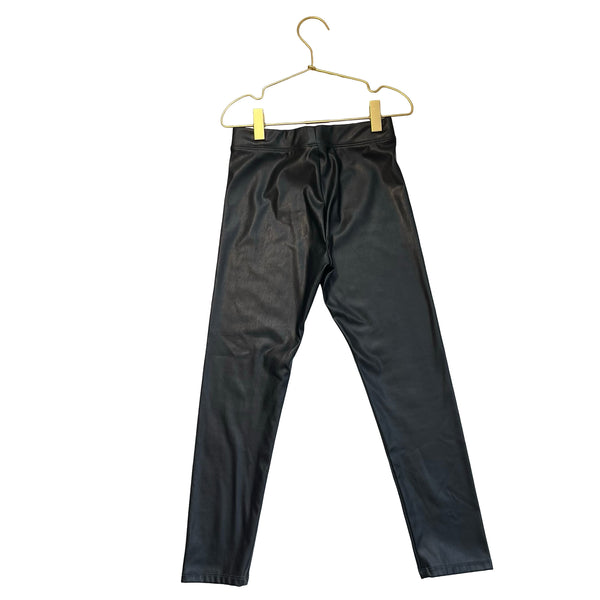 Crewcuts Black Faux Leather Leggings - Size 7