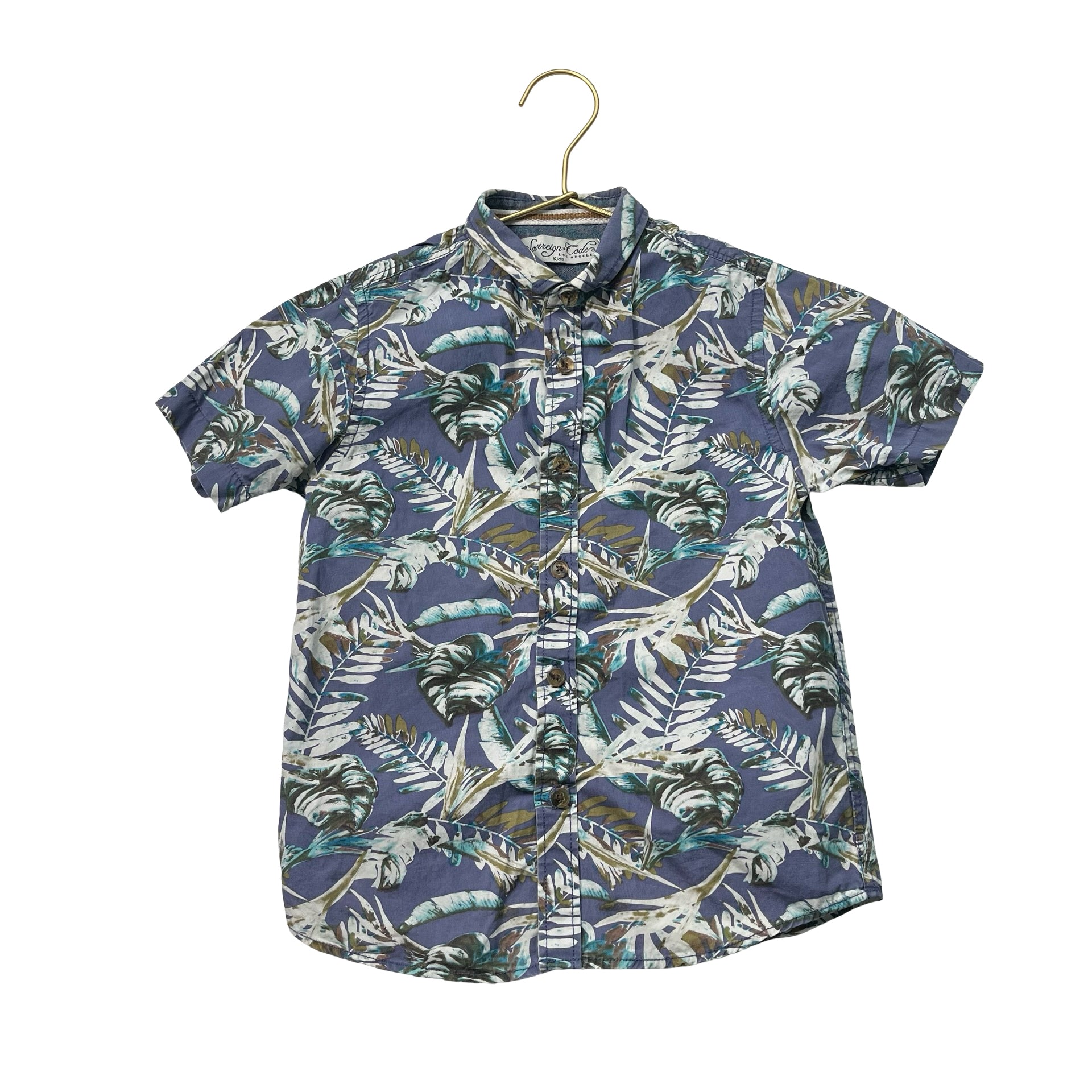 Sovereign Code Blue Tropical Print Button Down Shirt - Size 5