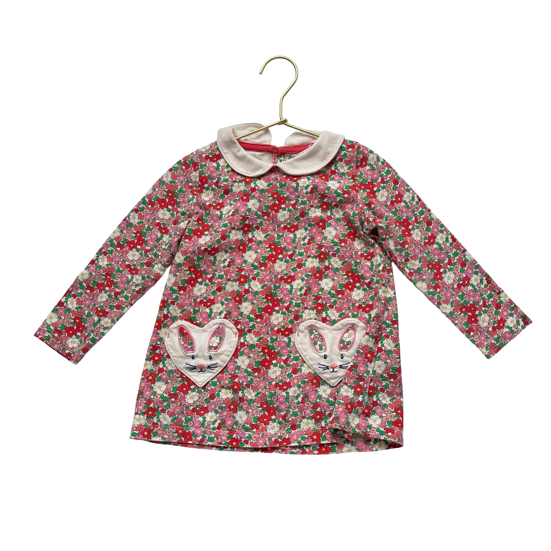 Mini Boden Floral Bunny Pocket Tunic Top - Size 2-3Y
