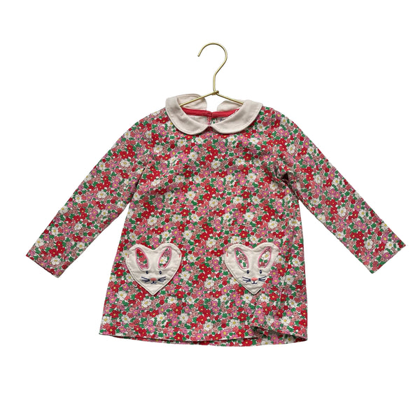 Mini Boden Floral Bunny Pocket Tunic Top - Size 2-3Y