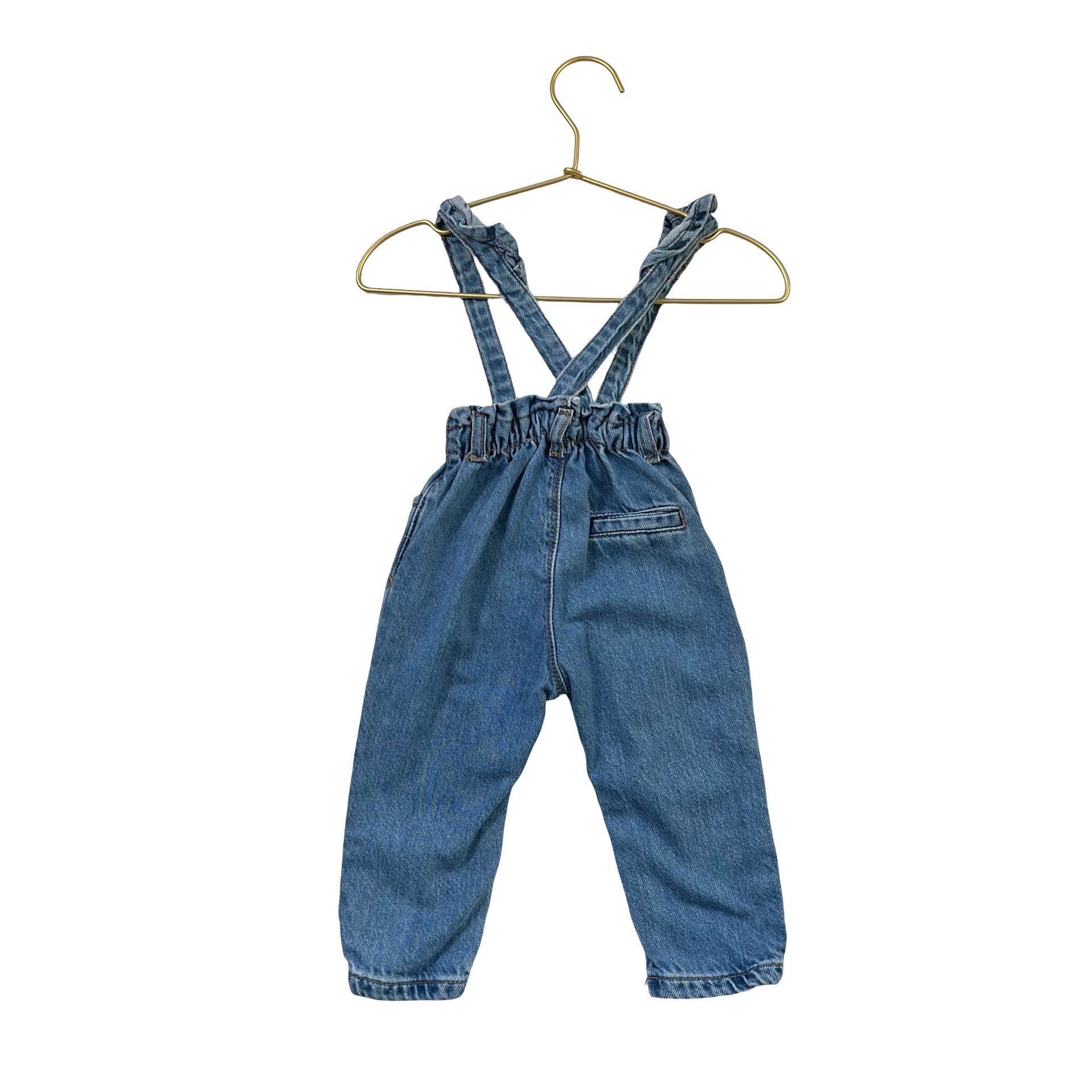 Zara Denim Ruffle Strap Suspender Jeans - Size 6-9 Mo