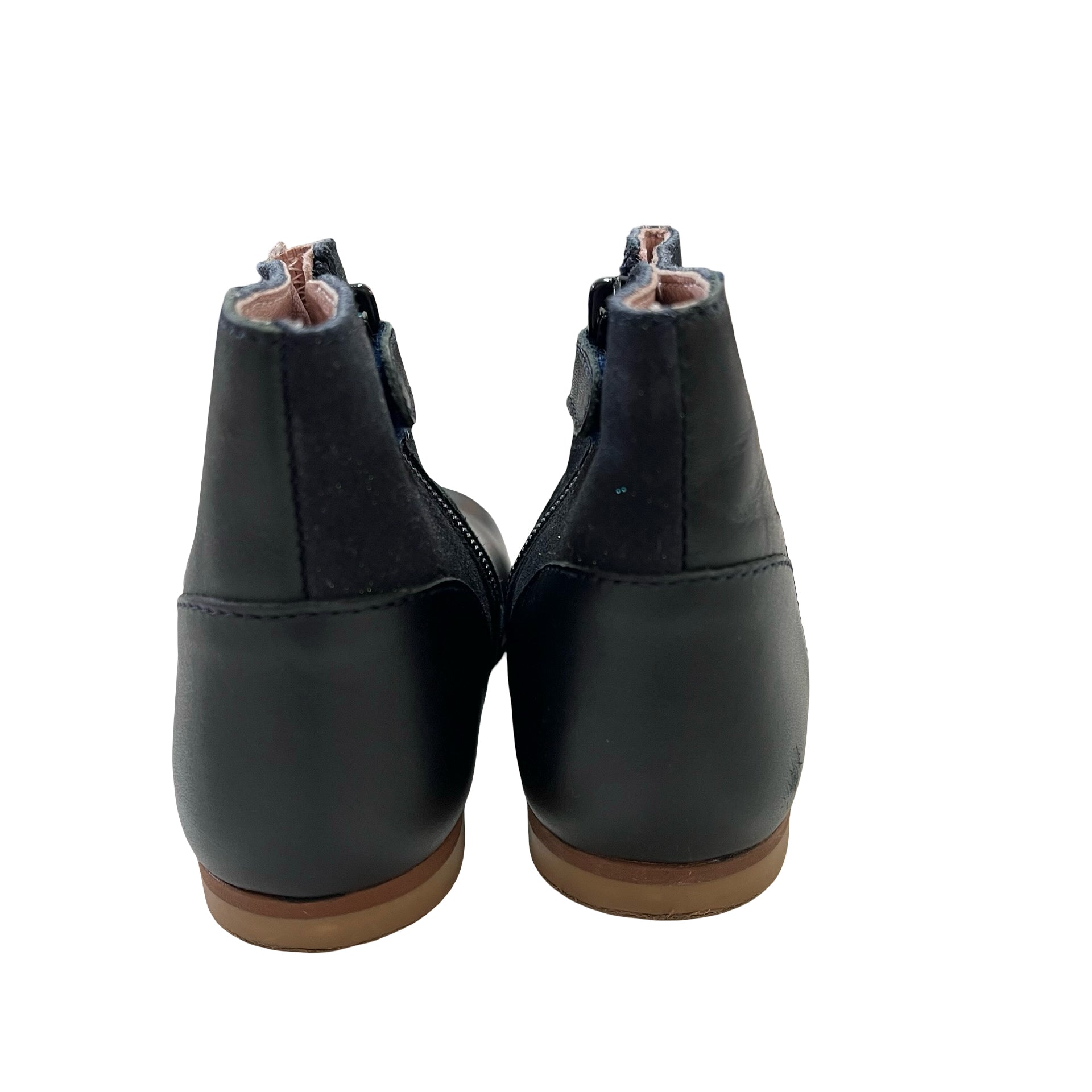 Jacadi Navy Sparkle Leather Ankle Boots - Size 22 (6)