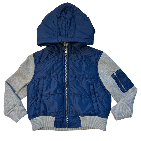 Tucker & Tate Blue Quilted & Gray Sweatshirt Hooded Jacket - Size 2