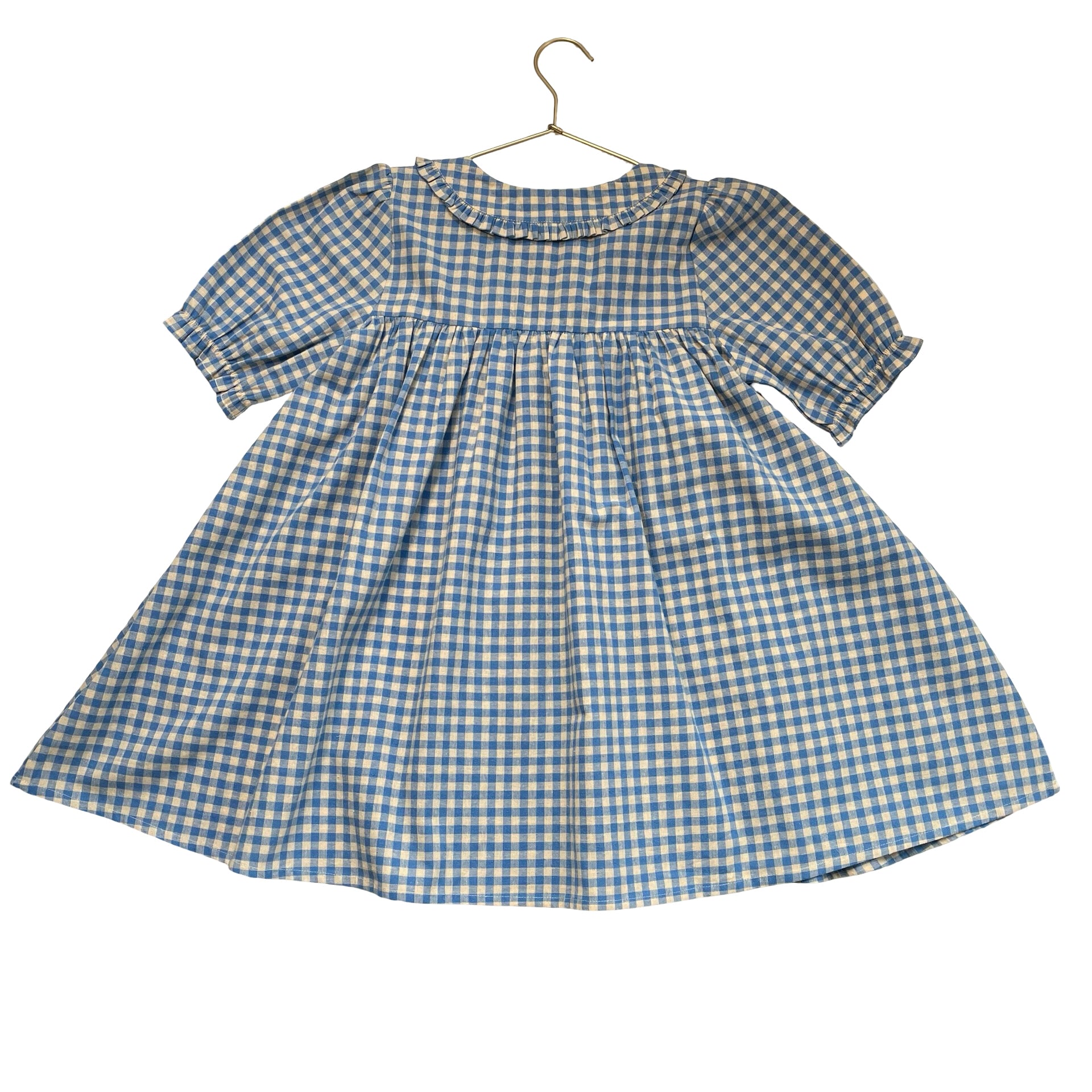 Emile et Ida Blue & Ivory Check Dress - Size 8A
