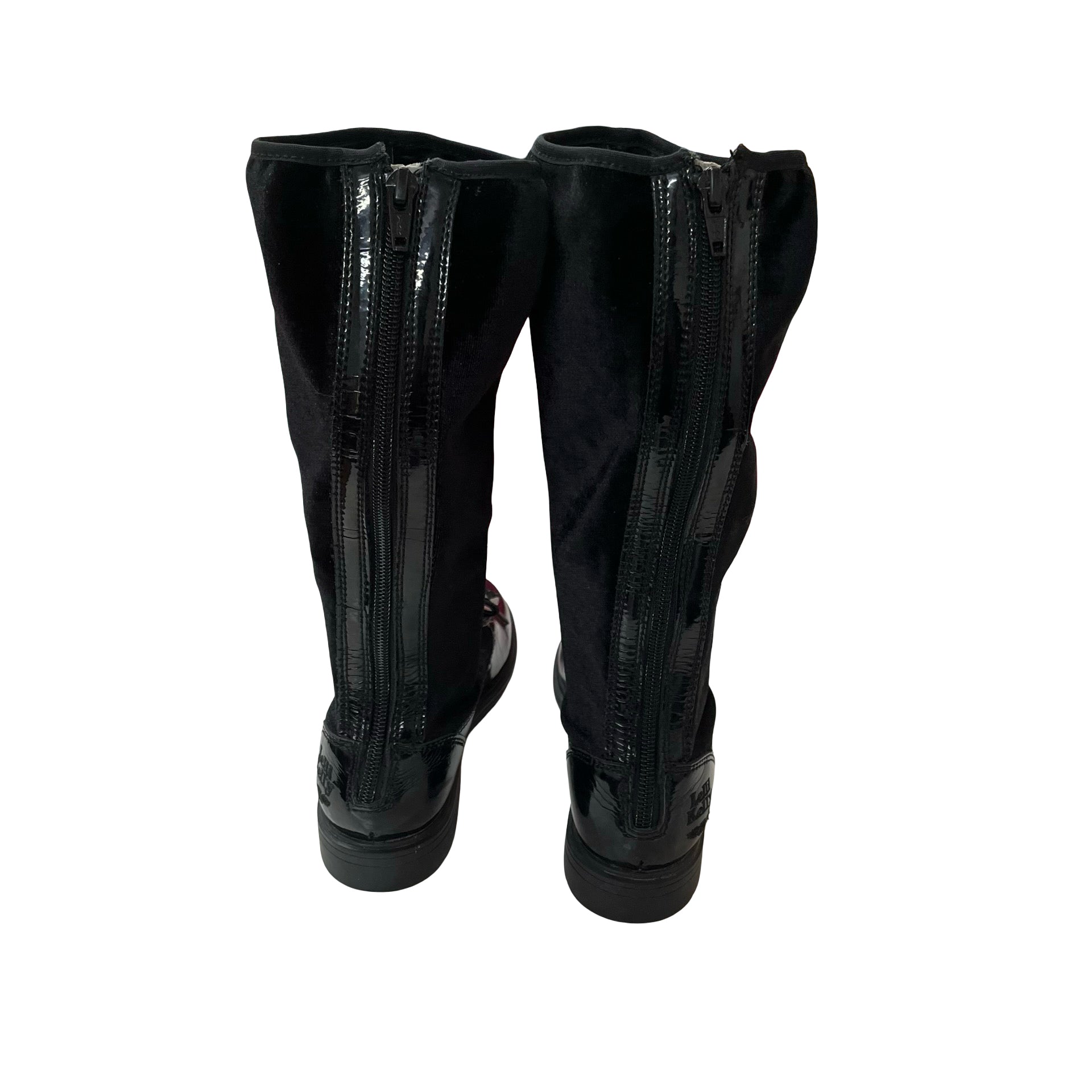 Lelli Kelly Black Velvet & Patent Leather Loafer Boots - Size 31 (13)