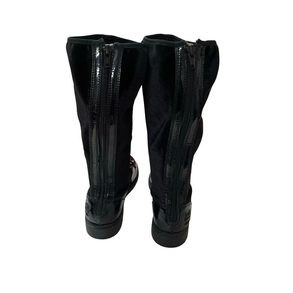 Lelli Kelly Black Velvet & Patent Leather Loafer Boots - Size 31 (13)