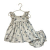Rylee & Cru Ivory & Blue Shell Print Dress & Bloomers - Size 12-18 Mo