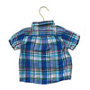 Janie and Jack Blue, Purple, Green Plaid Linen-Cotton Button Down - 18-24 Mo