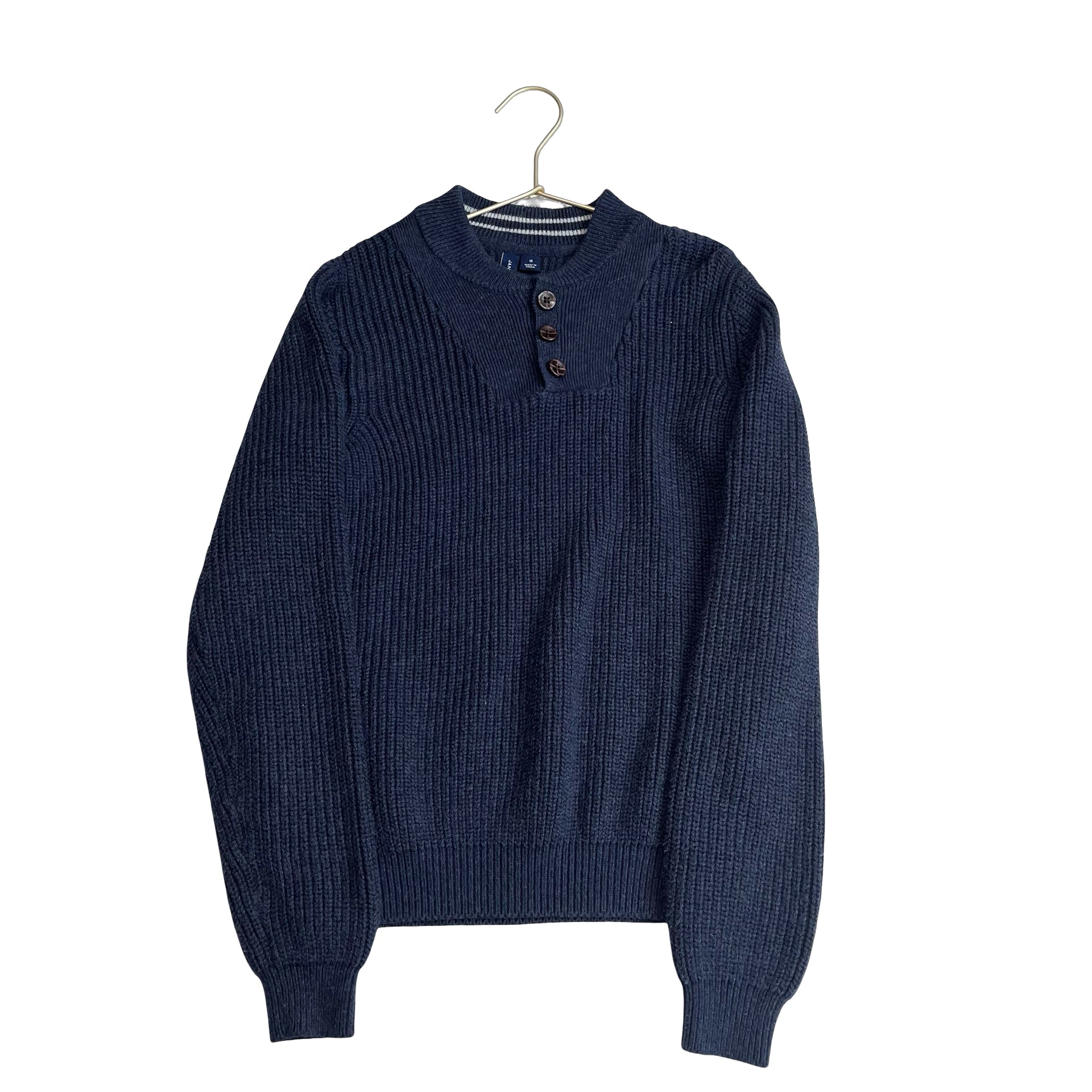 Janie and Jack Navy Chunky Henley Sweater - Size 10