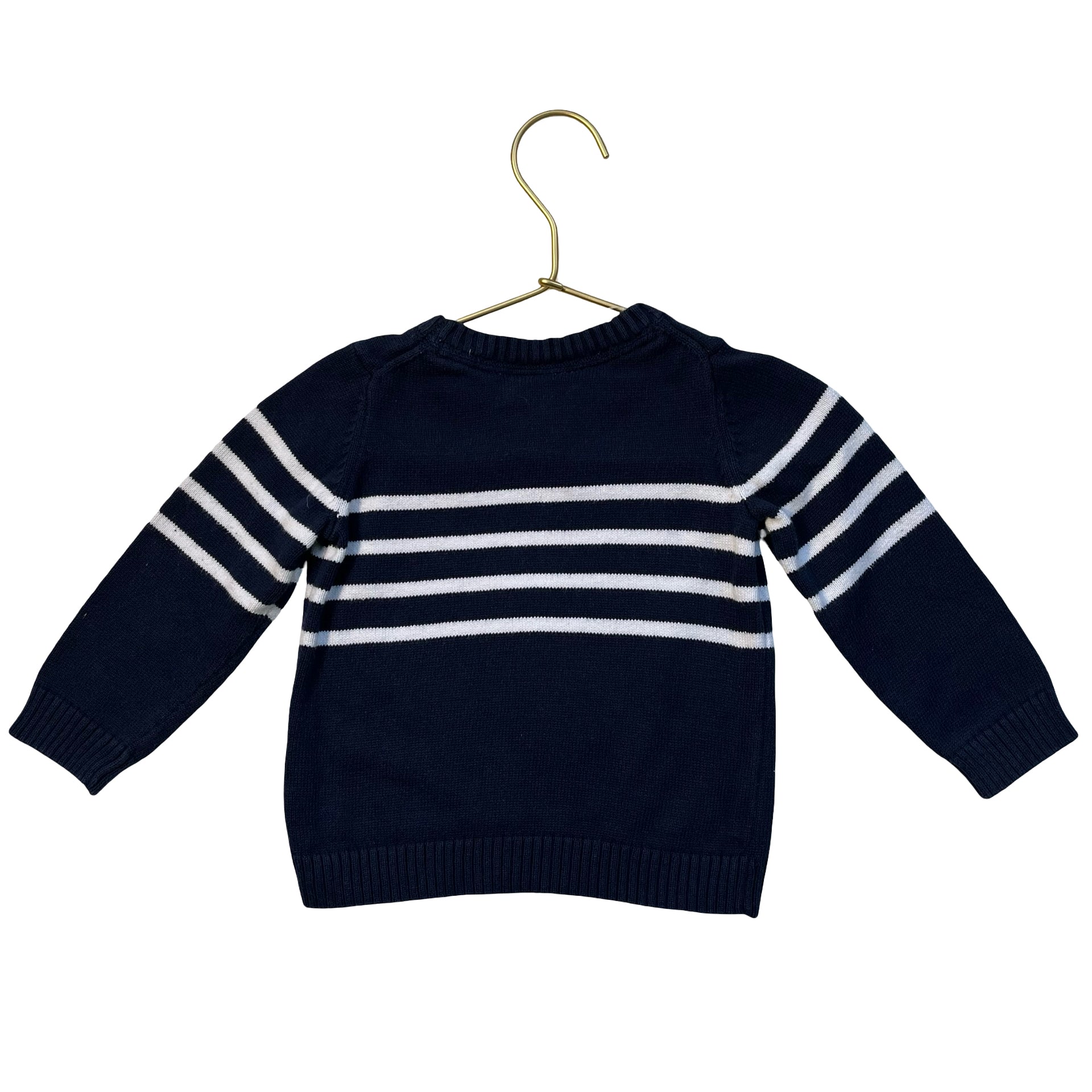 Janie and Jack Navy & White Striped Cotton Sweater - Size 12-18 Mo