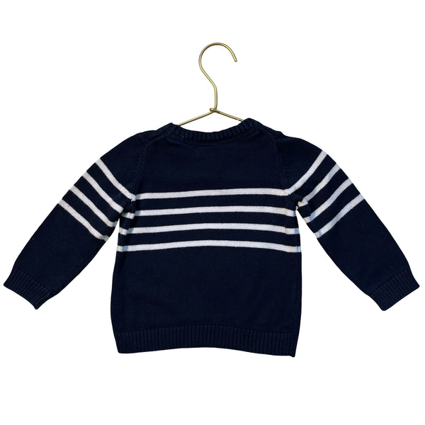 Janie and Jack Navy & White Striped Cotton Sweater - Size 12-18 Mo